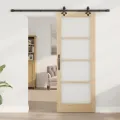 Porte coulissante  avec matériel 'ORKDAL'en bois massif et verre