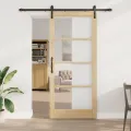 Porte coulissante  avec kit de quincaillerie 'ORKDAL'Bois massif et verre