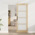 Porte coulissante  avec matériel compris 78x202 cm en bois massif de pin