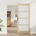 Porte coulissante  avec kit de quincaillerie 93x211 cm en pin massif