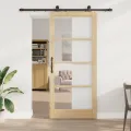 Porte Coulissante  avec Quincaillerie 'ORKDAL'en Bois Massif et Verre