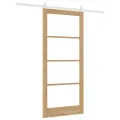 Porte glissante  avec quincaillerie 'ORKDAL'Bois massif et verre