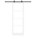 Porte Coulissante  avec Quincaillerie 'ORKDAL'Bois Solide Blanc & Verre