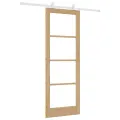 Porte Coulissante  avec Quincaillerie 'ORKDAL'en Bois Massif & Verre