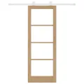 Porte Coulissante  avec Quincaillerie 'ORKDAL'en Bois Massif & Verre