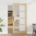 Porte coulissante  avec quincaillerie 'ORKDAL'en bois massif et verre