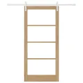 Porte coulissante  avec quincaillerie 'ORKDAL'en bois massif et verre