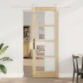Porte coulissante  avec quincaillerie 'ORKDAL'bois massif et verre
