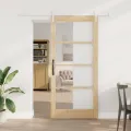 Porte coulissante avec quincaillerie 93x202 cm en bois massif de pin