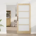Porte coulissante avec quincaillerie 93x202 cm en bois massif de pin