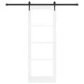 Porte Coulissante  avec Quincaillerie Blanche 78x211 cm en Bois Massif de Pin