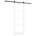 Porte Coulissante  avec Quincaillerie Blanche 78x211 cm en Bois Massif de Pin