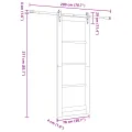 Porte Coulissante  avec Quincaillerie Blanche 78x211 cm en Bois Massif de Pin