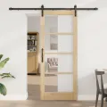 Porte Coulissante  avec Kit de Matériel 'ORKDAL'Bois Massif & Verre
