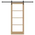 Porte Coulissante  avec Kit de Matériel 'ORKDAL'Bois Massif & Verre