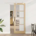 Ensemble de Porte Coulissante  avec Matériel 78x211 cm Bois Massif Pin