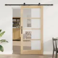 Porte Coulissante  avec Quincaillerie 'ORKDAL'en Bois Massif et Verre