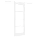 Porte coulissante  avec quincaillerie 'ORKDAL'en bois massif blanc et verre