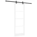 Porte coulissante  avec ensemble matériel Blanc 83x232 cm Bois massif Pin