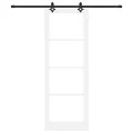 Porte coulissante  avec ensemble matériel Blanc 83x232 cm Bois massif Pin