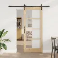 Porte coulissante  avec quincaillerie 83x202 cm en bois massif de pin