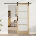 Porte coulissante  avec quincaillerie 83x202 cm en bois massif de pin
