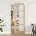 Porte coulissante  avec kit de quincaillerie 73.5x211 cm Bois massif en pin