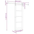 Porte coulissante  avec kit de quincaillerie 73.5x211 cm Bois massif en pin