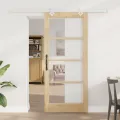 Porte coulissante  avec quincaillerie 86x198.5 cm Bois massif Pin