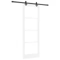 Porte coulissante  avec set de matériel "ORKDAL" bois massif blanc et verre