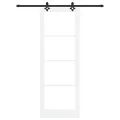 Porte coulissante  avec set de matériel "ORKDAL" bois massif blanc et verre