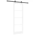 Porte coulissante  avec set de matériel "ORKDAL" bois massif blanc et verre