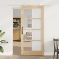 Porte Coulissante  avec Kit de Quincaillerie 'ORKDAL'Bois Massif & Verre