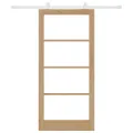 Porte Coulissante  avec Kit de Quincaillerie 'ORKDAL'Bois Massif & Verre