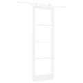 Porte Coulissante  avec Kit de Matériel Blanche 78x232 cm en Bois Massif de Pin