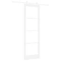 Porte Coulissante  avec Kit de Matériel Blanche 78x232 cm en Bois Massif de Pin