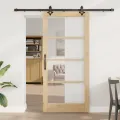Porte coulissante  avec matériel 'ORKDAL'en bois massif et verre
