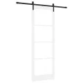Porte Coulissante  avec Kit de Quincaillerie 'ORKDAL'Bois Massif Blanc & Verre