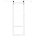 Porte Coulissante  avec Kit de Quincaillerie 'ORKDAL'Bois Massif Blanc & Verre