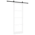 Porte Coulissante  avec Kit de Quincaillerie 'ORKDAL'Bois Massif Blanc & Verre