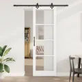 Porte Coulissante  avec Quincaillerie "ORKDAL" Blanc en Bois Massif & Verre