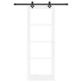 Porte Coulissante  avec Kit de Quincaillerie Blanche 78x211 cm en Bois Massif de Pin