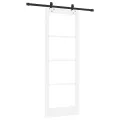 Porte Coulissante  avec Kit de Quincaillerie Blanche 78x211 cm en Bois Massif de Pin