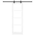 Porte coulissante  avec kit de matériel Blanc 78x232 cm Bois massif de pin