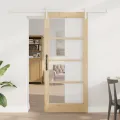 Porte coulissante  avec quincaillerie 'ORKDAL'en bois massif et verre