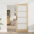 Porte coulissante  avec quincaillerie 'ORKDAL'en bois massif et verre