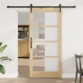 Porte Coulissante avec Matériel Set 93x202 cm Bois Massif Pin