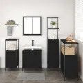 Ensemble de meubles de salle de bain 5 pièces en bois d'ingénierie chêne noir
