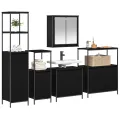 Ensemble de meubles de salle de bain 5 pièces en bois d'ingénierie chêne noir