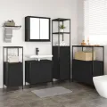 Ensemble de meubles de salle de bain 5 pièces en bois d'ingénierie chêne noir
